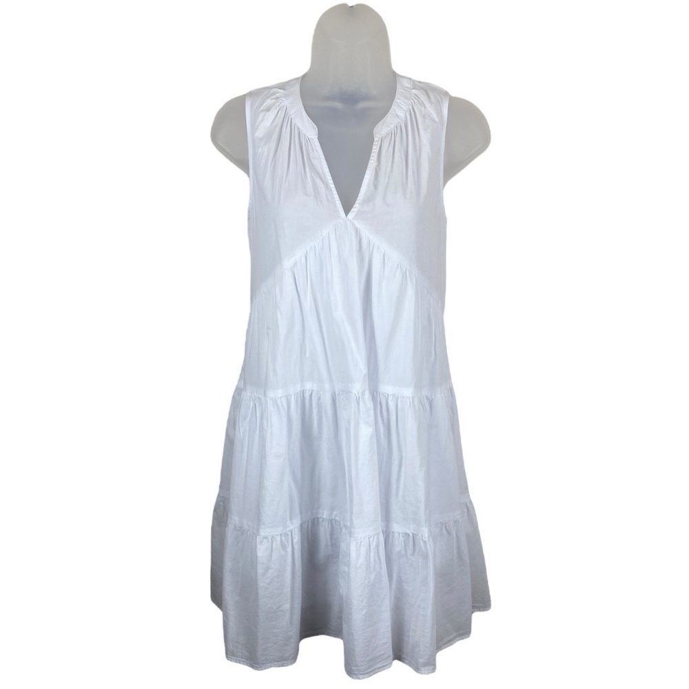 DKNY Jeans Cotton Poplin Sleeveless Short Mini Dress White